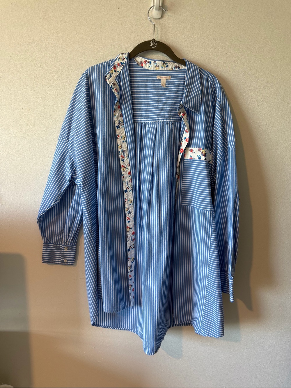 Anthropologie LyreBird Cotton Oversized Buttondown Shirt (Blue Motif) (S) - Picture 5 of 7